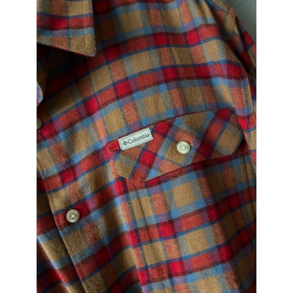Columbia Flannel Button Up Shirt Red & Blue Plaid Cotton Regular Fit Size XXL - Picture 2 of 5